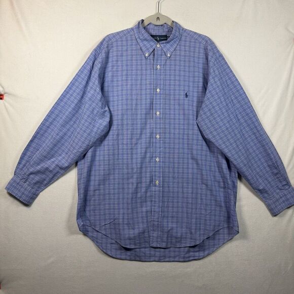 Ralph Lauren Other - Ralph Lauren Yarmouth Shirt Mens 17 34/35 Blue Plaid Button Down Cotton Classic